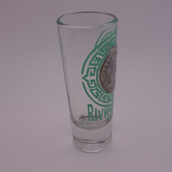 Saritos 26 Riviera Maya Mexico Shot Glass with Metal Aztec Circle - Picture 3 of 9